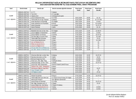 2023-2024 Güz Dönemi Final Sınavı Tarihleri